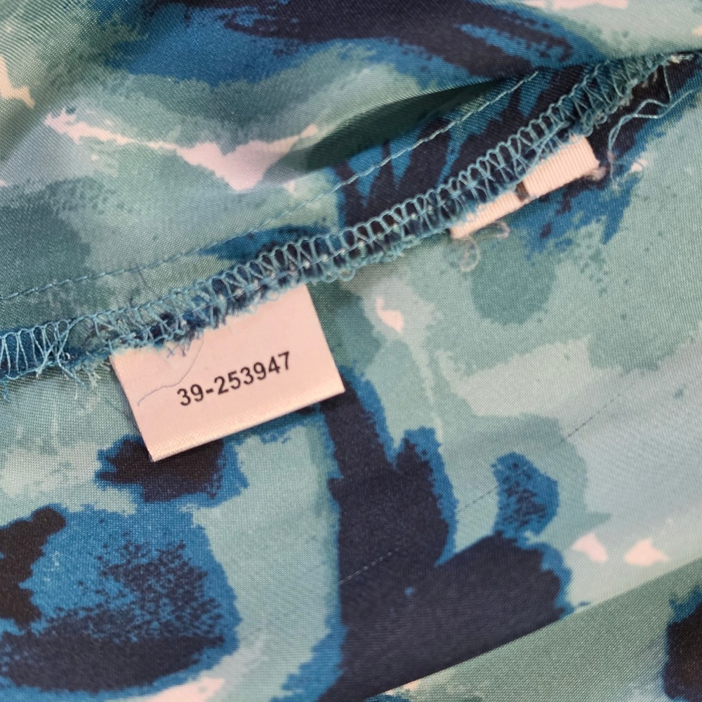 Ann Taylor Ruffle Floral Sleeveless Shell Teal Blue Womens 12 Excellent - Picture 6 of 12